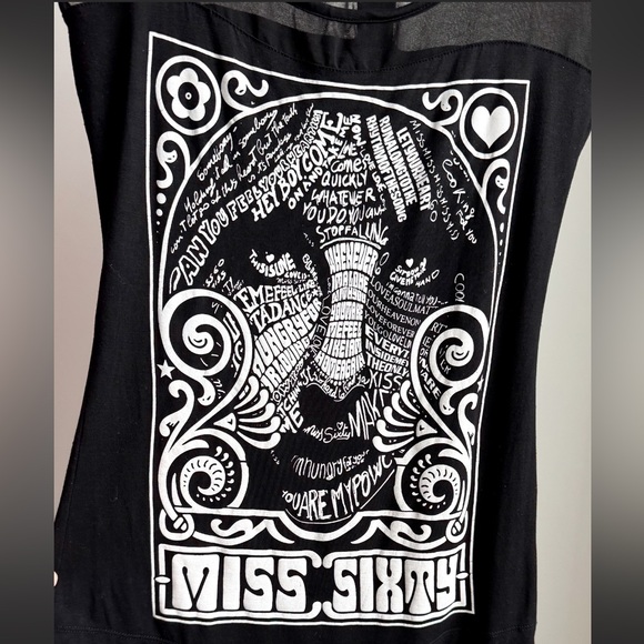 RARE Archive Miss Sixty Diamond Face Mesh Top Slim M Y2K Luxury Designer - Picture 4 of 8